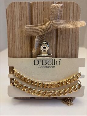 D'Bello Gold Chain Bracelet Set 8” w/ 2” Extenders
